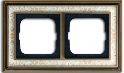 Рамка универсальная ABB Династия 2-м. античная латунь/белая роспись фото Рамка универсальная ABB Династия 2-м. античная латунь/белая роспись картинка